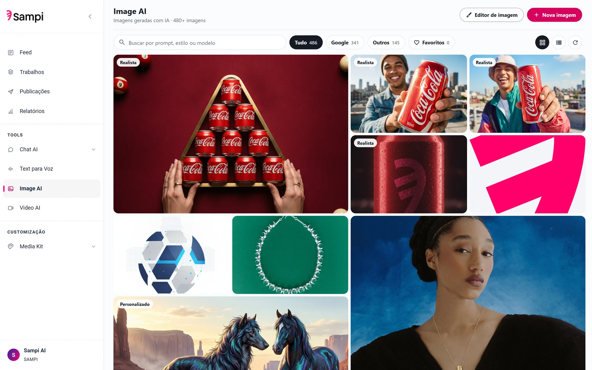 Galeria do gerador de imagens com IA
