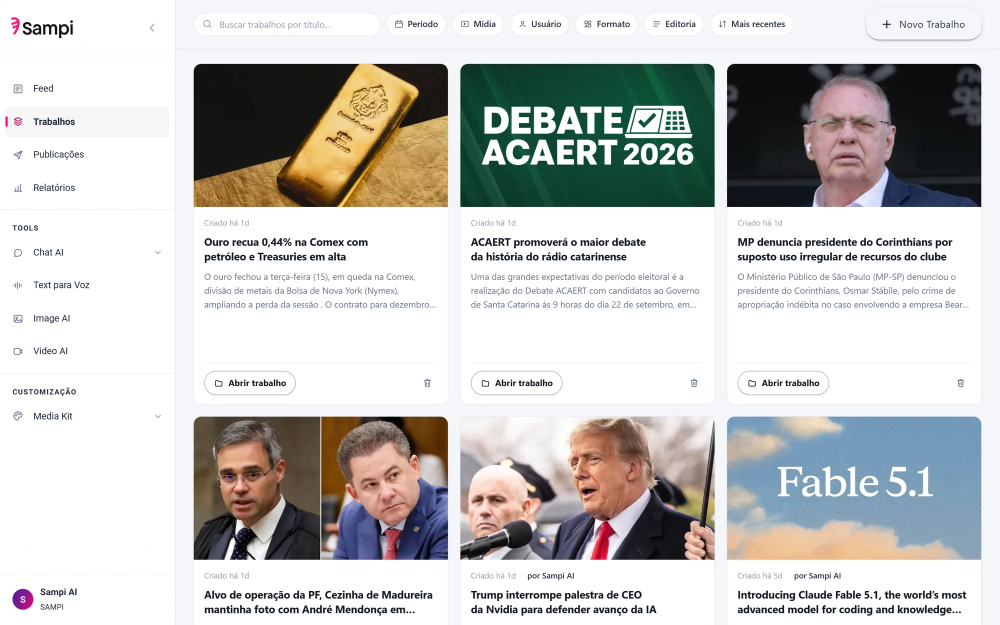 Trabalhos estruturados prontos para publicação